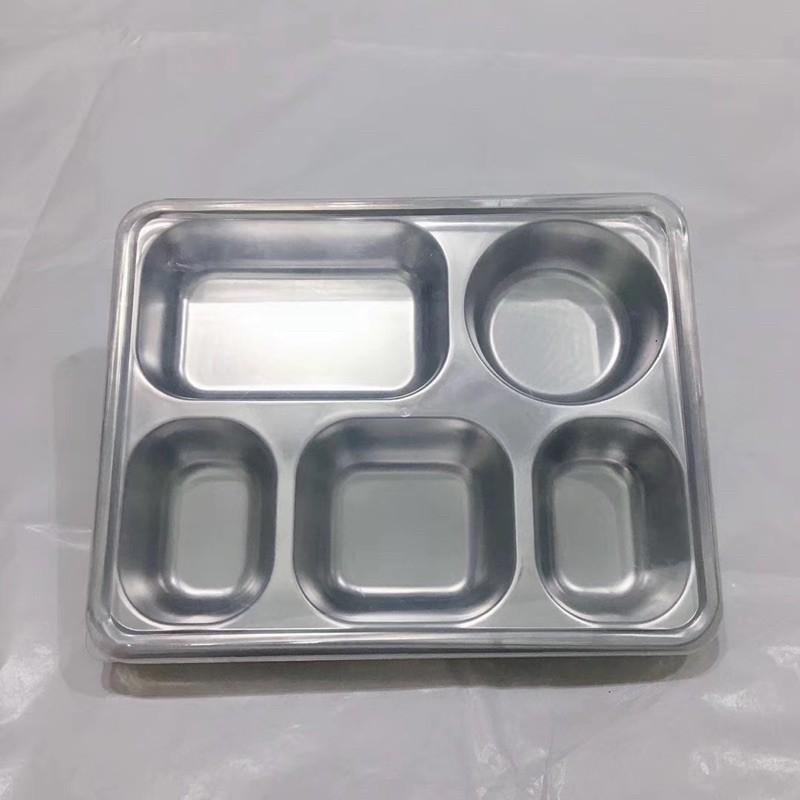 Khay Cơm Inox 5 Ngăn Sâu Lòng 304 Hàn Quốc Giá Rẻ /Khay ăn inox 5 ngăn sâu lòng 201/304 (22x28cm)