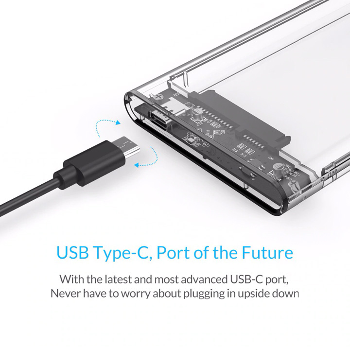 Box ổ cứng 2.5 inch trong suốt USB type-C