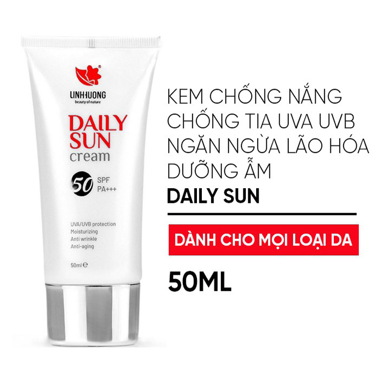 Kem Chống Nắng Daily Sun Linh Hương SPF+++/PA+++ 50ml bảo vệ đa tầng cho da, chống tia UVA/UVB 