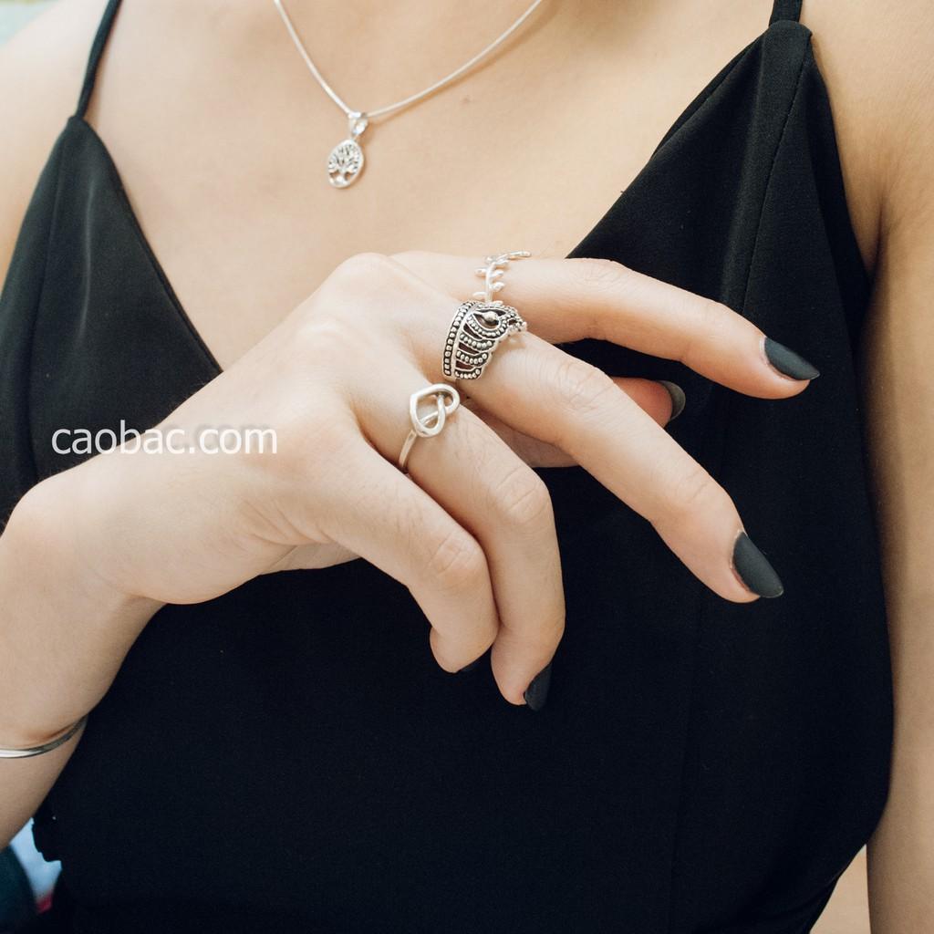 Nhẫn Bạc Thái CaoBac Silver Hình Vương Miện Tim Xinh Xắn Cho Bạn Nữ TM138 - Trang Sức Cáo Bạc JEWELLERY