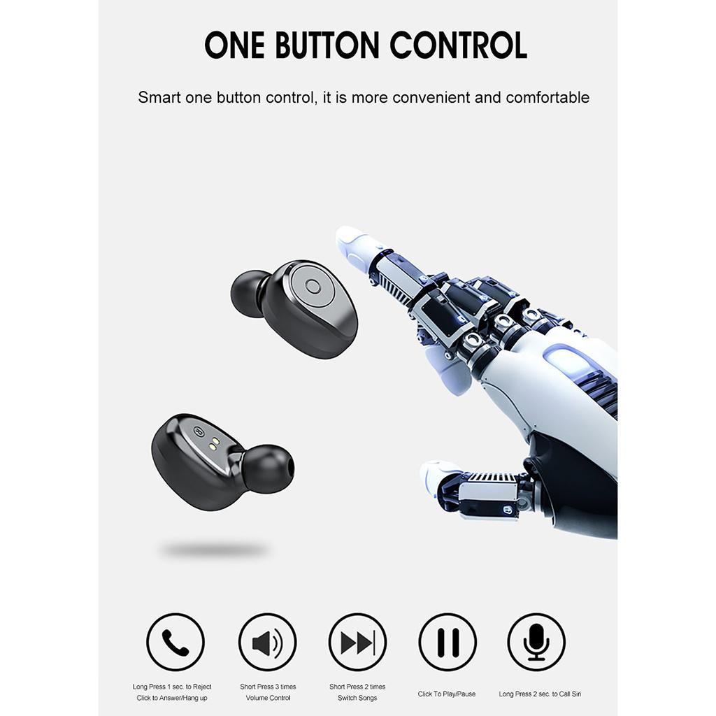 F9 Bluetooth5.0 Earphones Stereo Wireless  LED Digital Display Black