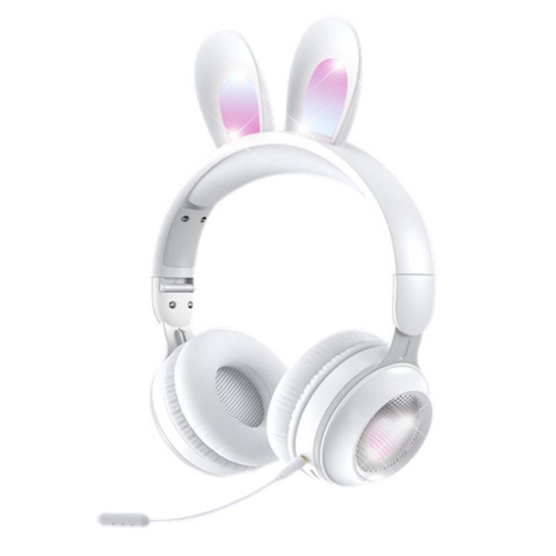 Thỏ Tai Bluetooth Không Dây-Tai Nghe Tương Thích Nữ Có Thể Gập Lại Thẻ Dạ Quang Hoạt Hình Điện Thoại Di Động Máy Tính Tai Nghe Đa Năng