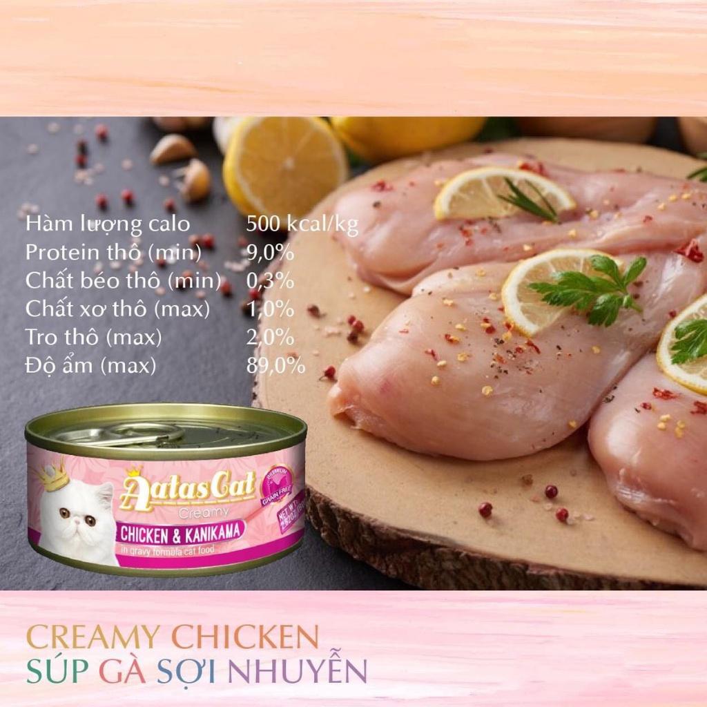 Pate Aatas Cat Creamy 80g Cho Mèo Dạng Súp Gà Sợi Nhuyễn Đủ Vị