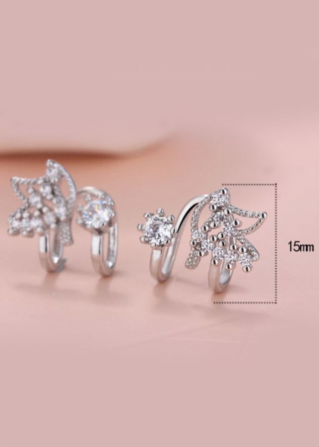 Bông tai kẹp vành bướm xinh nạm đá zircon BHBT272