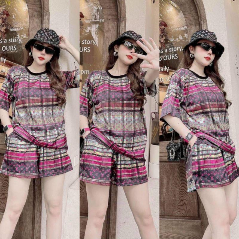 Sét bộ sort đùi nữ in họa tiết 3D thời trang