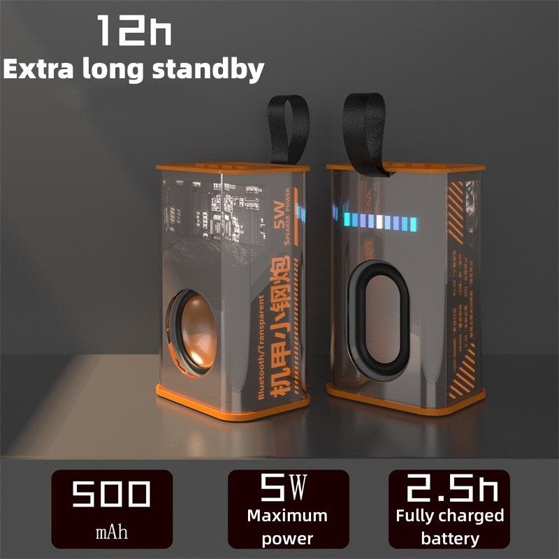 Loa Bluetooth không dây cơ học D22 trong suốt Loa siêu trầm súng thép nhỏ TWS Âm thanh vòm 3D Cuộc gọi rảnh tay sáng tạo Màu sắc: D22orange