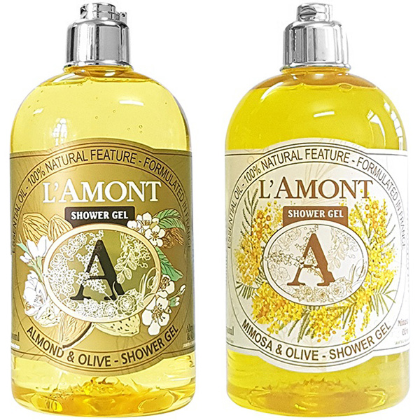 Combo Sữa Tắm L'amont En Provence Almond Shower Gel + Mimosa Shower Gel (Hương hoa Mimosa) 500ml/chai