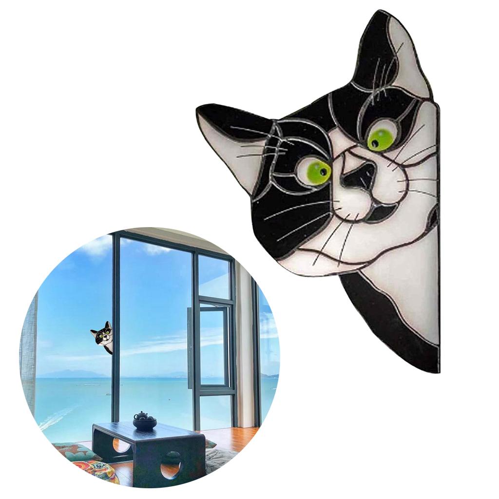 Peeking Cat Stained Glass Suncatcher Lover Gift Stained Glass Window Hanging