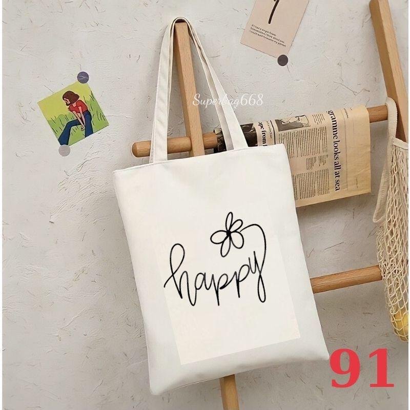 Túi tote túi vải canvas Hàn Quốc hình đáng yêu đựng vừa A4 laptop đi chơi đi học Superbag668 HQ215