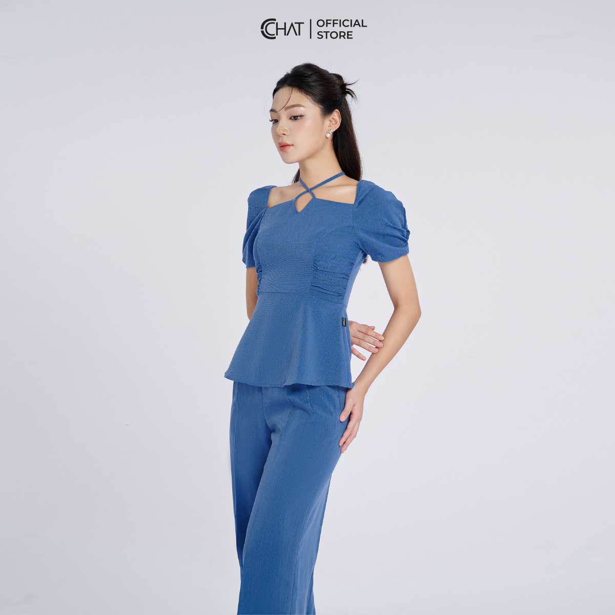 Set Đồ Nữ Bộ Quần Áo Cổ Vuông Dáng Suông Chất Thô Cao Cấp 53BNT2003ST