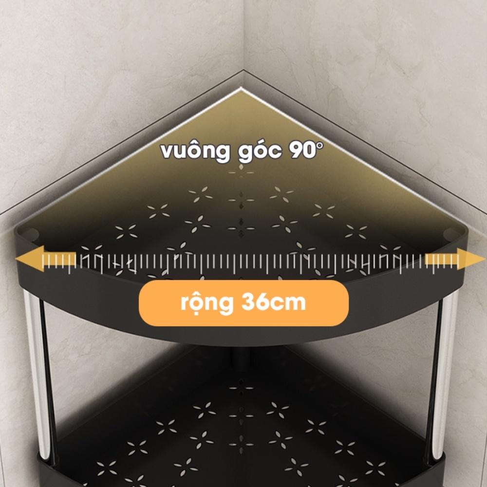 Kệ nhà tắm, kệ góc để đồ nhà tắm nhà vệ sinh đa năng có bánh xe, chất liệu khung kim loại, thiết kế có rãnh thoát nước