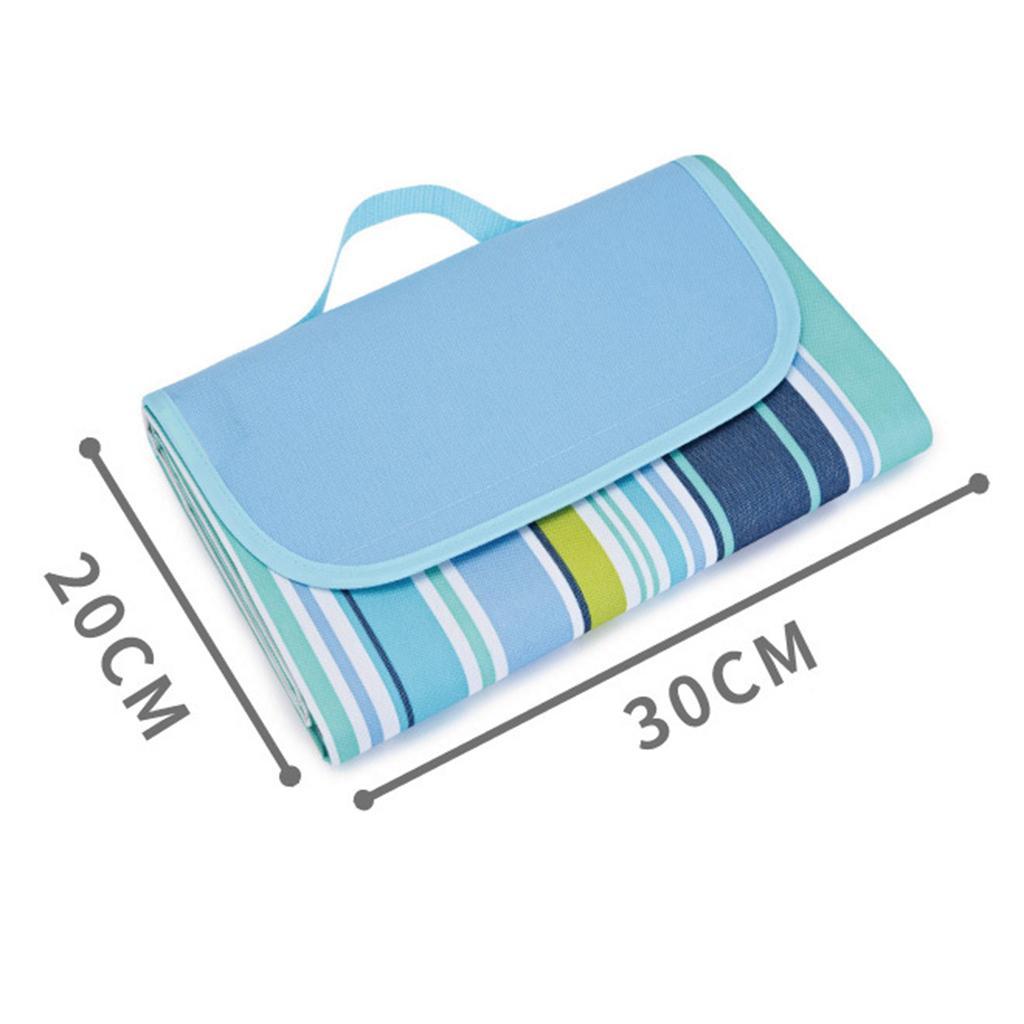 Waterproof Picnic Blanket Travel Outdoor Beach Camping Rug Blue Stripe