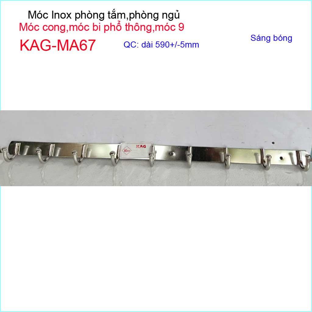 Móc treo quần áo inox, móc bi 9 chấu treo đồ nhà tắm KAG-MA67