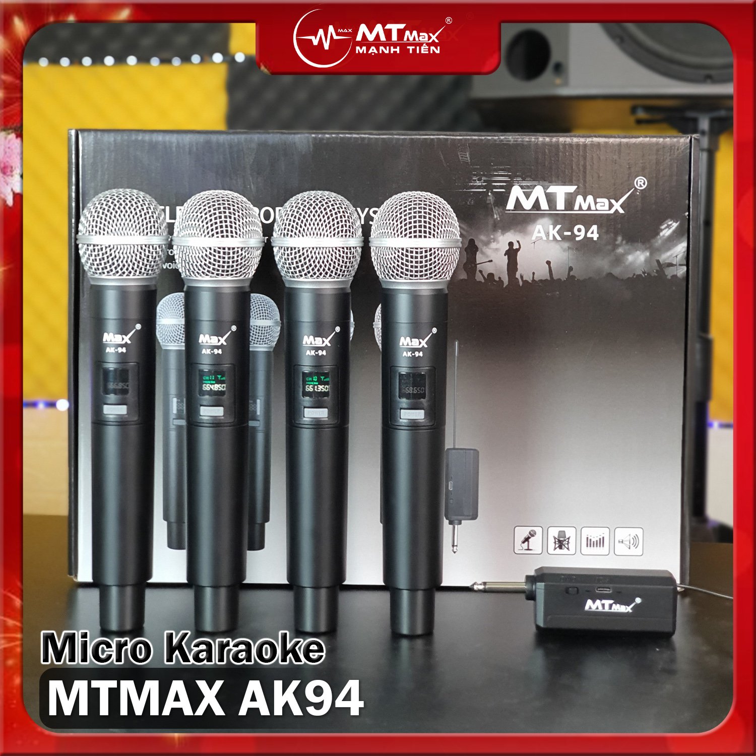 Micro Không Dây MTMAX AK94 Cao Cấp 4 Mic Chuyên Dùng Chuyên Dùng Cho karaoke gia đình, vui chơi hội họp, tiện dụng khi di chuyển sẳn sàn giúp bạn chinh phục mọi bài hát, giá tốt chất lượng cao