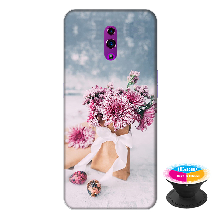 Ốp lưng điện thoại Oppo Reno hình Hoa Tình Yêu tặng kèm giá đỡ điện thoại iCase xinh xắn - Hàng chính hãng