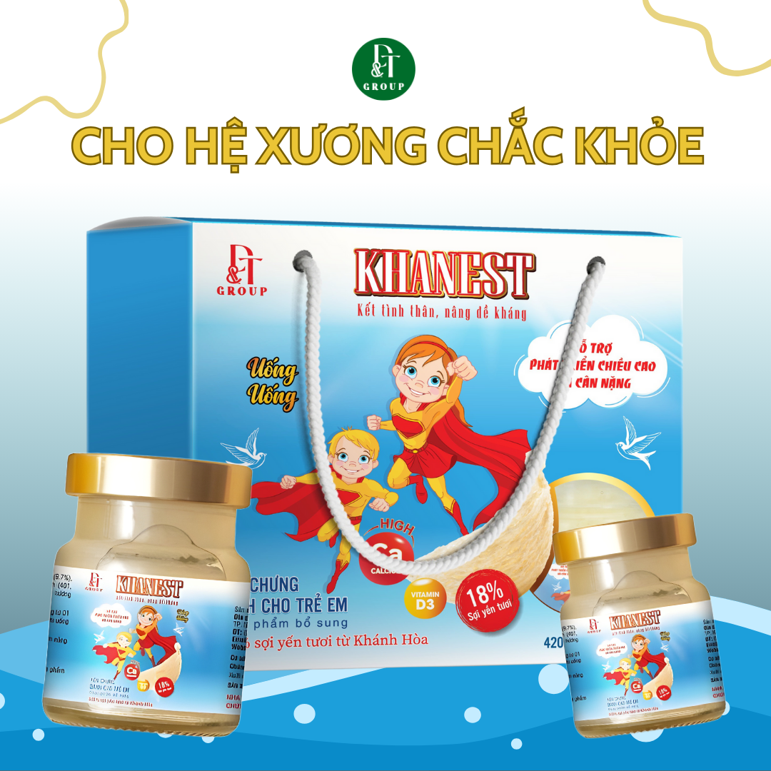KHANEST - Yến chưng dành cho trẻ em Calcium - Vitamin D3 70ml (túi xách 6 hũ)