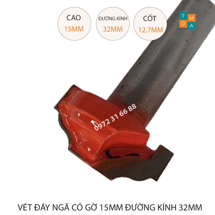 MŨI SOI GỖ - MŨI PHAY GỖ VÉT ĐÁY NGÃ CÓ GỜ CAO 15MM ĐƯỜNG KÍNH 32MM, CỐT 12.7 MM HÀNG VIỆT NAM CHẤT LƯỢNG CAO
