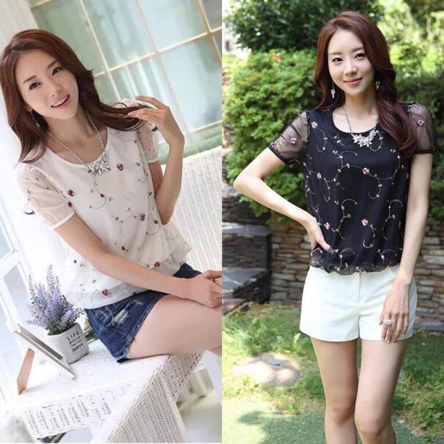 Sơ mi voan lưới thời trang SMNL13