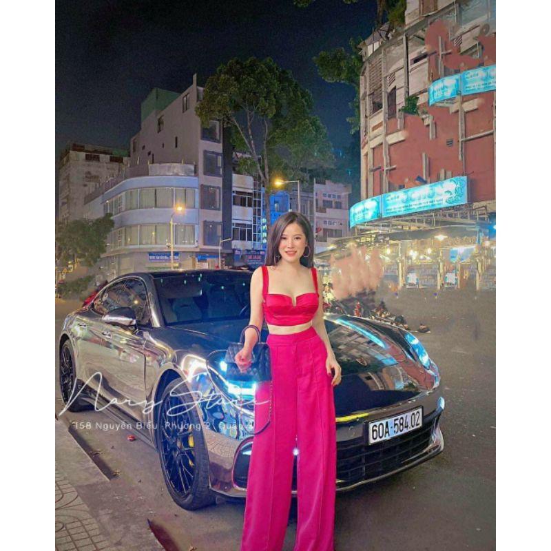 Sét áo croptop 2 dây quần suông