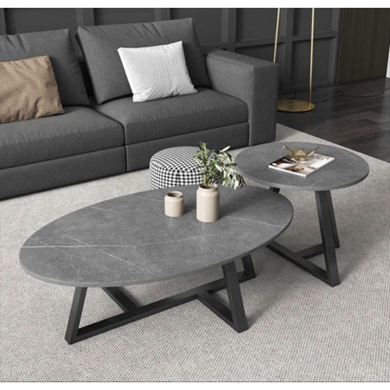Bàn trà , bàn sofa mặt đá ceramic chống thấm ố, chân bàn sắt sơn tĩnh điện ms02