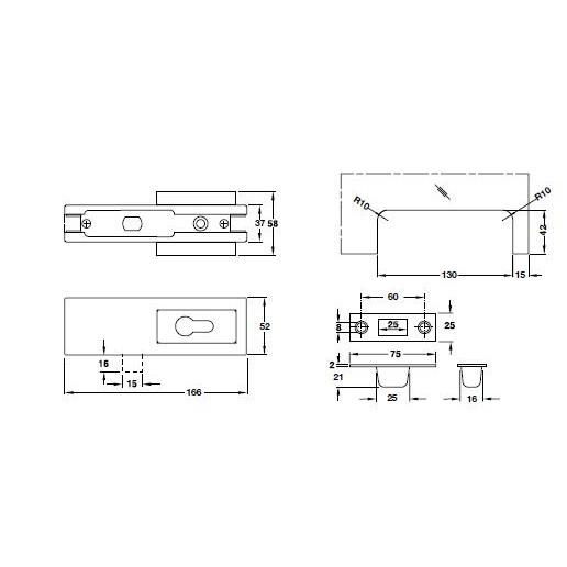 Khóa kẹp chân kính với lỗ ruột khóa PC/ 981.50.030
