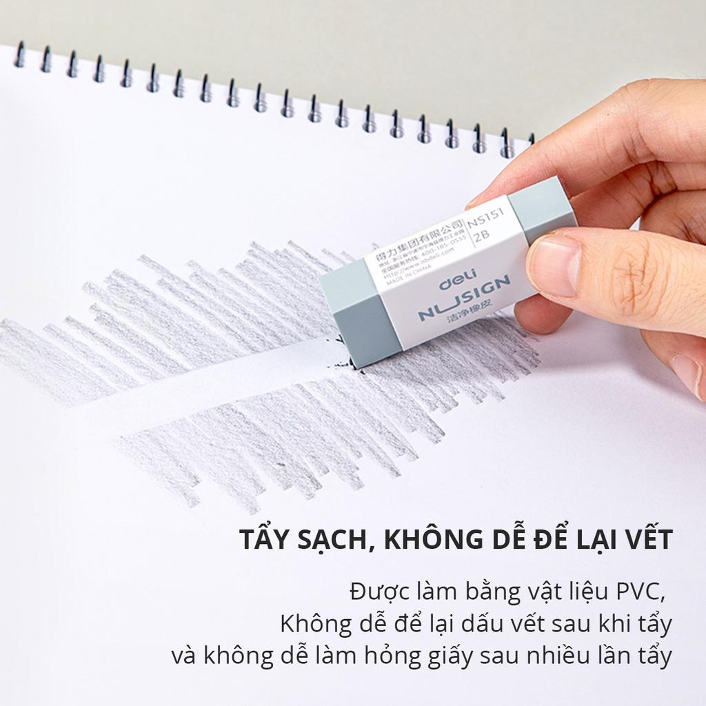 Gôm tẩy 2B Deli - Không bụi - Màu sắc vintage - Xanh dương/Hồng/Nâu