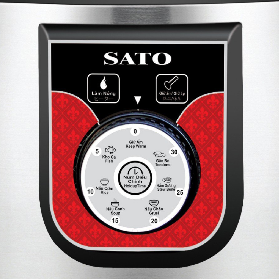 Nồi Áp Suất Đa Năng SATO VN-ST-608PC(I)-ONL (6.0 Lít) - Đen Ghi - Hàng Chính Hãng