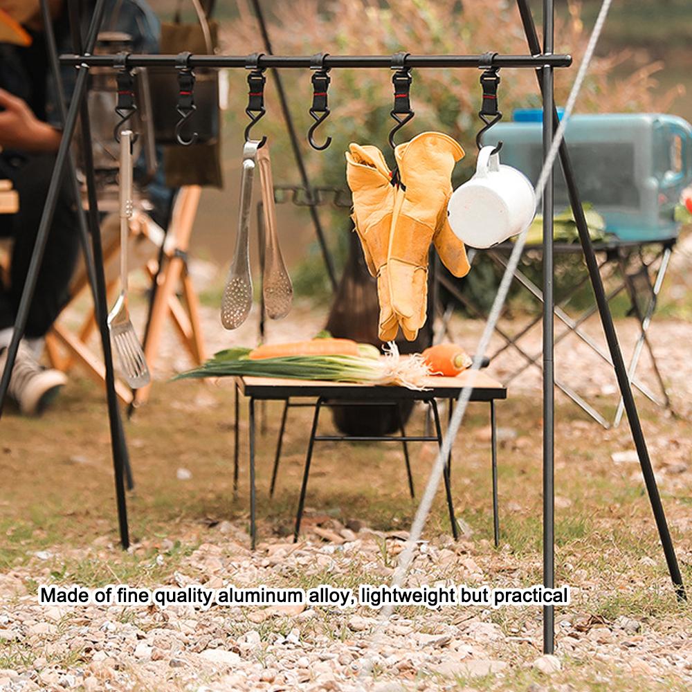 Outdoor Camping Cups Bowls Folding Drying Rack Hung Shelf With Hook Aluminum Alloy Bracket Picnic BBQ Tableware Cookware Storage Rack Campsite Tools Shelf