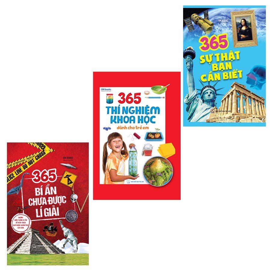 Combo - 365 Bí Ẩn Chưa Được Lí Giải + 365 Sự Thật Bạn Cần Biết  + 365 Thí Nghiệm Khoa Học Dành Cho Trẻ Em