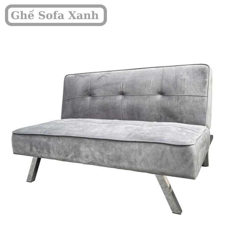 Sofa Bed mini size 1.2m cho nhà nhỏ - Sofa đơn nhỏ gọn vải Nhung xám decor nhà xinh xắn