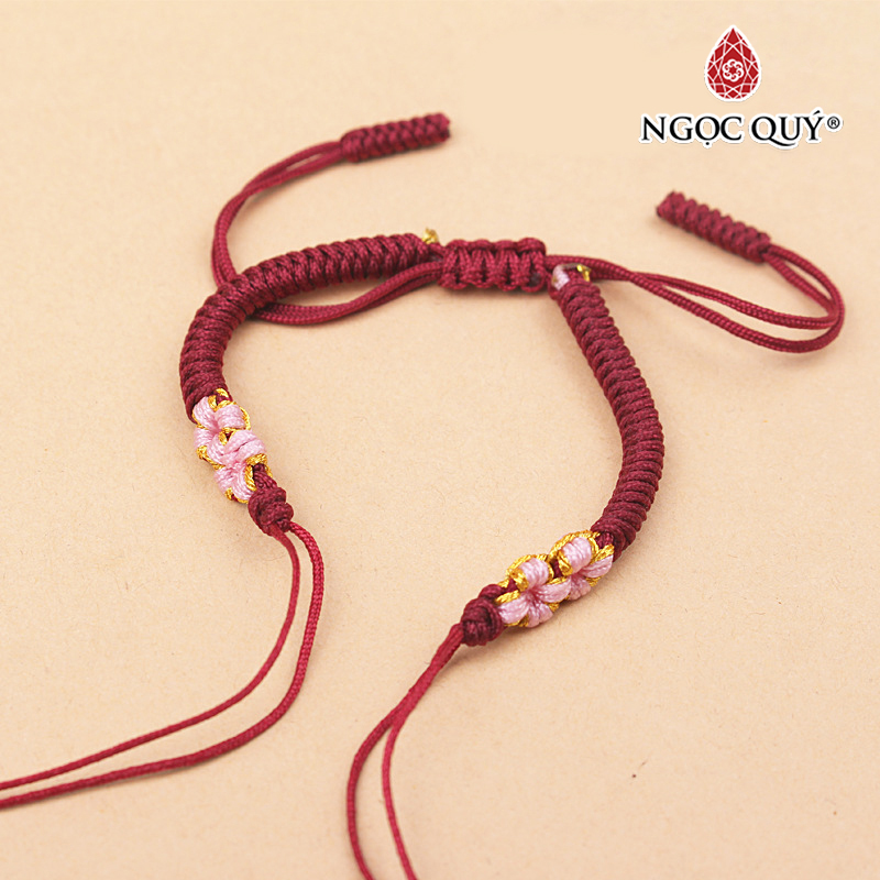 Vòng tay thắt dây vải họa tiết hoa - Ngọc Quý Gemstones