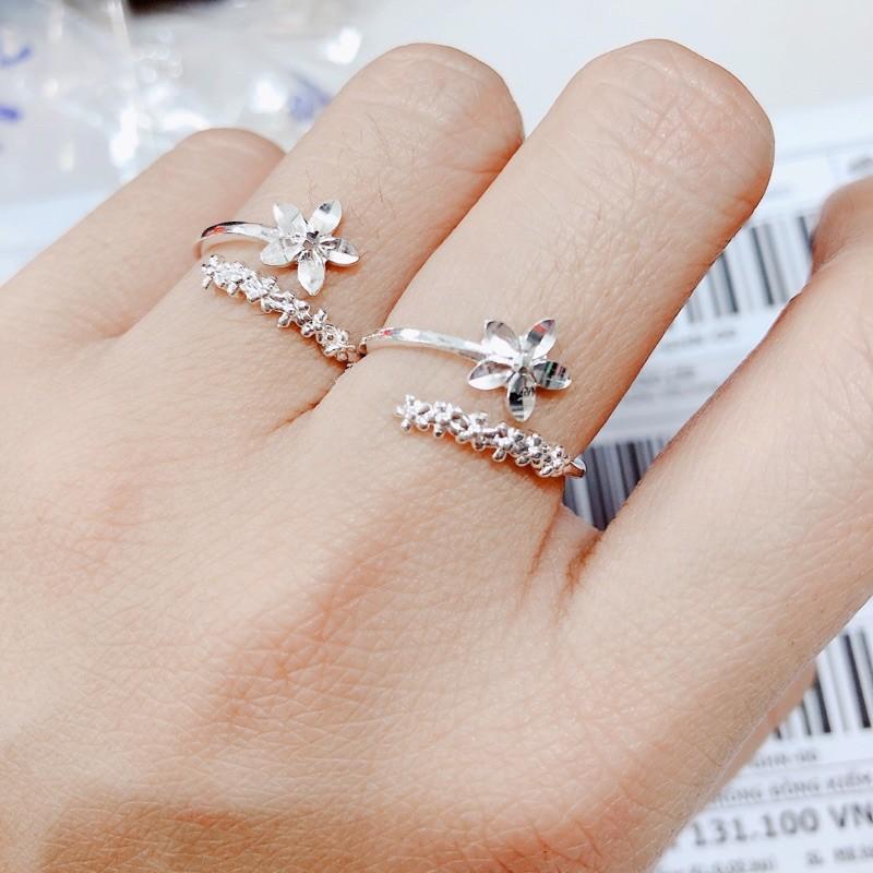 Nhẫn bạc hở, nhẫn hoa, nhẫn nữ bạc ta dạng hở bibi silver
