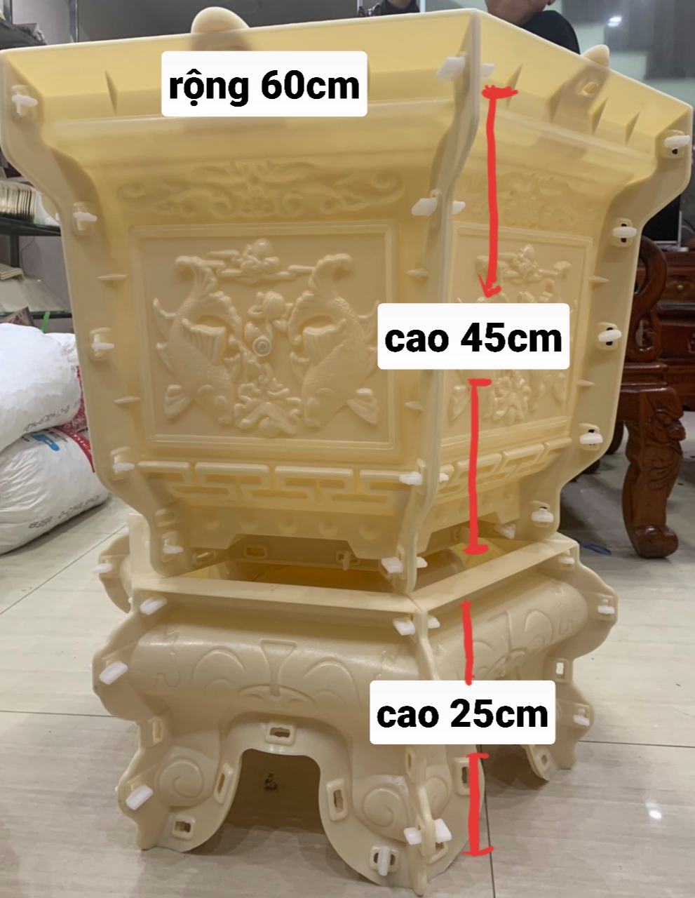 Khuôn đúc chậu cảnh lục giác 60 và chân đôn