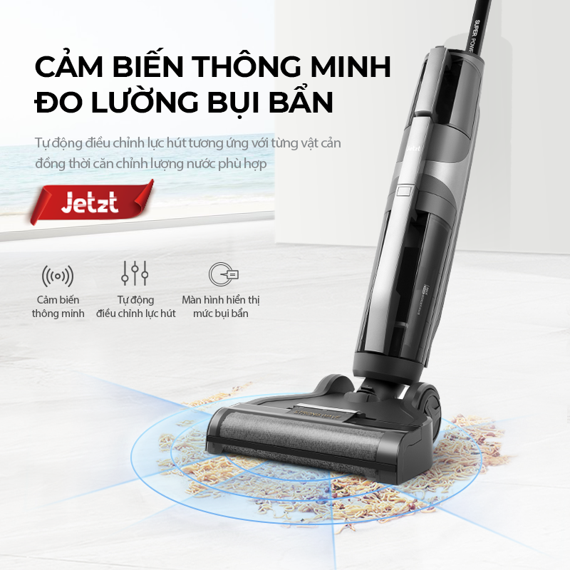 Máy lau nhà hút bụi không dây thế hệ mới JETZT H17 lực hút 18000PA