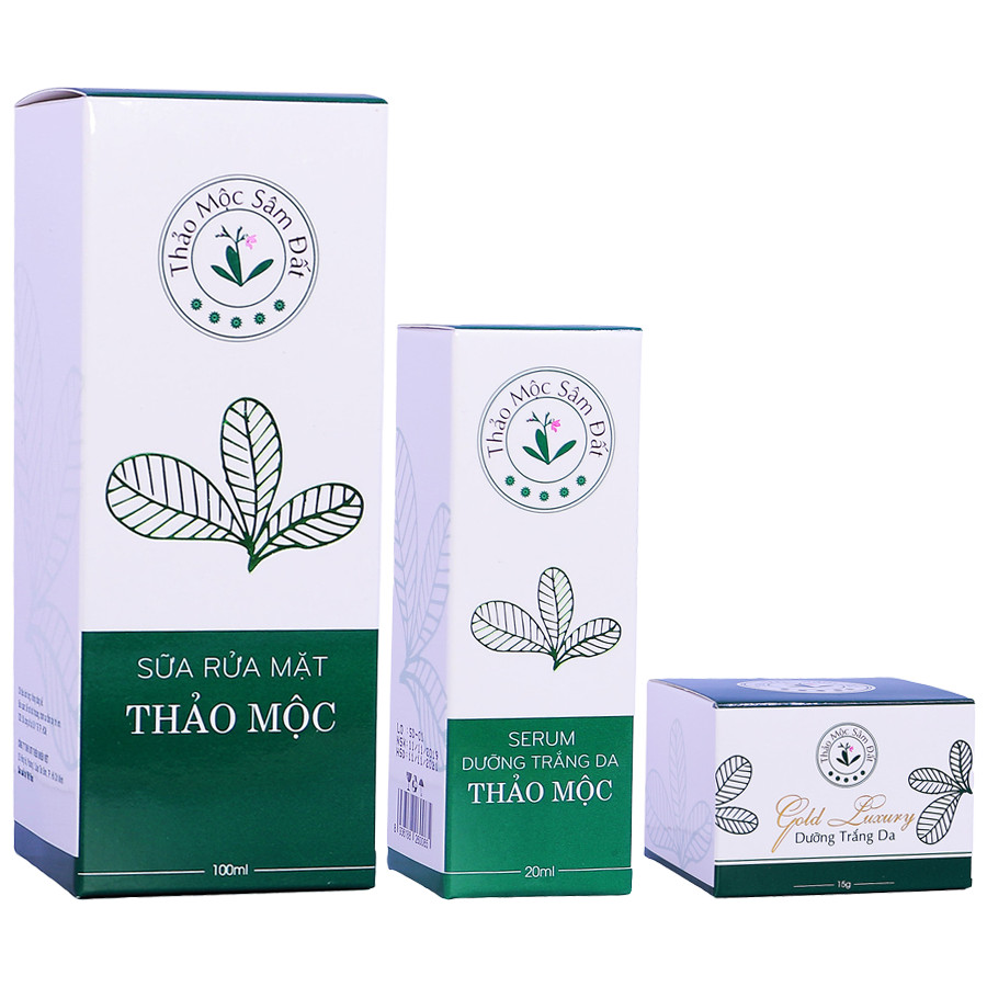 Bộ 3 Sản Phẩm Dưỡng Trắng Da Thảo Mộc Sâm Đất (Sữa Rửa Mặt Tạo Bọt Oxy 100ml - Serum Dưỡng Trắng Da 20ml - Kem Dưỡng Trắng Da 15 gram)