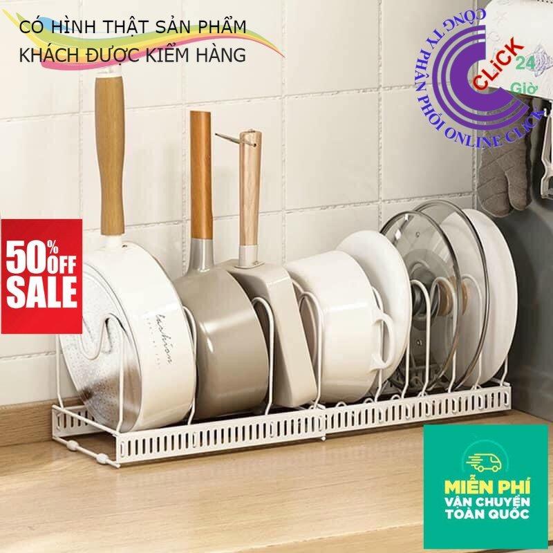 Kệ/Giá Úp Nồi Chảo, Úp Vung Sơn Tĩnh Điện Có Thể Điều Chỉnh Chiều Dài - Hàng Cao Cấp