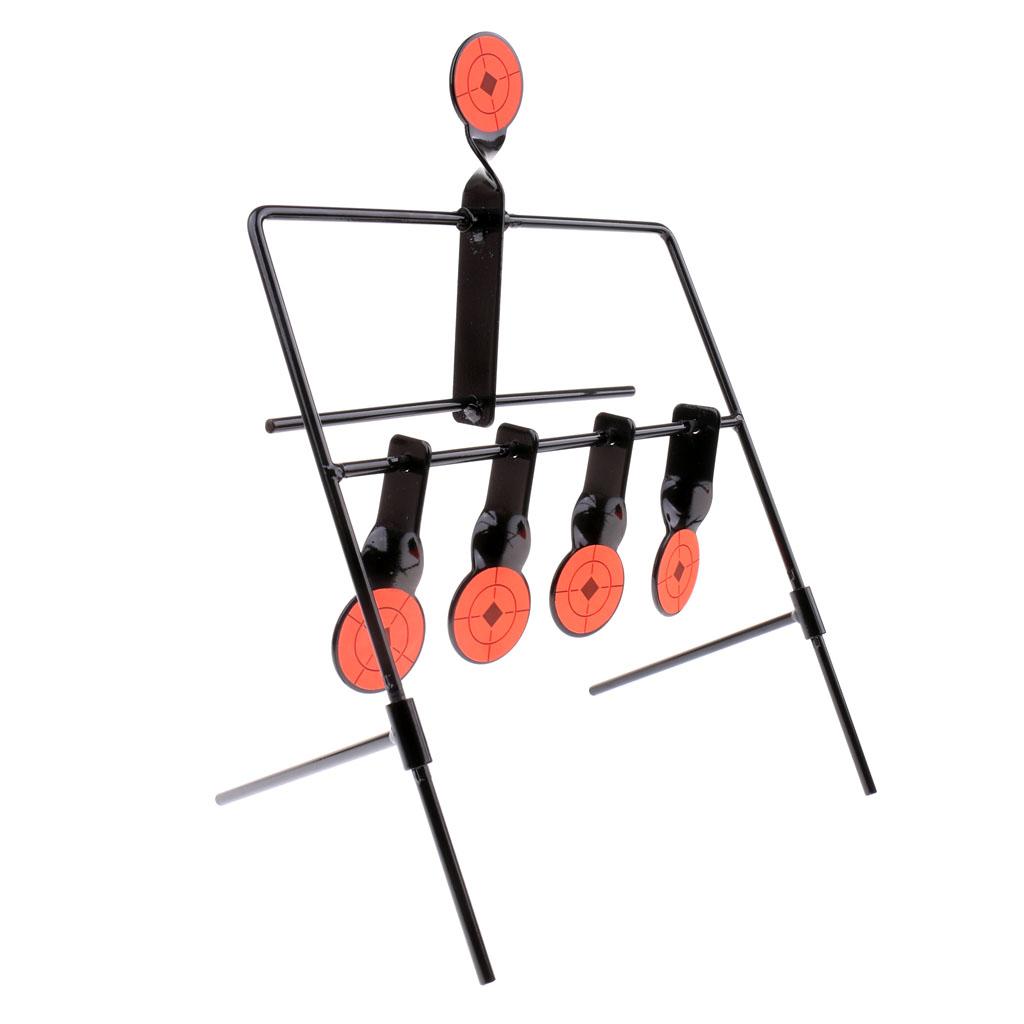 5 Targets Self Resetting Spinning Shooting Target Metal Target Stand Set