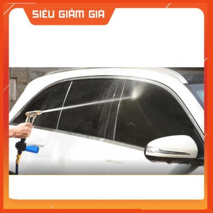 Bộ dây vòi xịt nước rửa xe, tưới cây . tăng áp 3 lần, loại 15m 206701-2 đầu đồng, cút+tặng mở chai