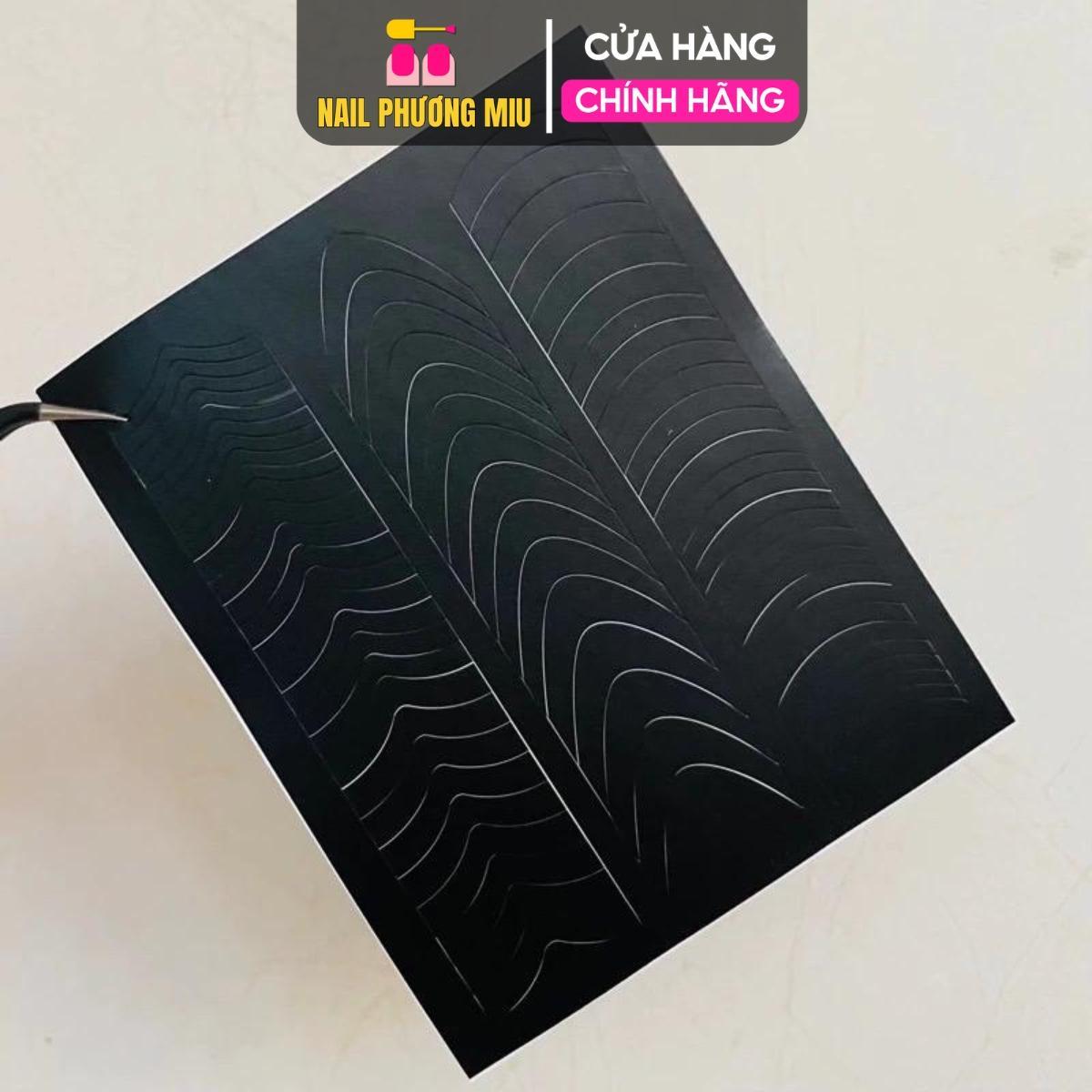 Sticker French Đầu Móng Ombre Màu Đen Nhiều Kiểu Cong Nhọn Oval Làm Nail, Miếng Dán Dặm Phen Omber Fen Đầu Móng Chuyên Dụng Nữ Women