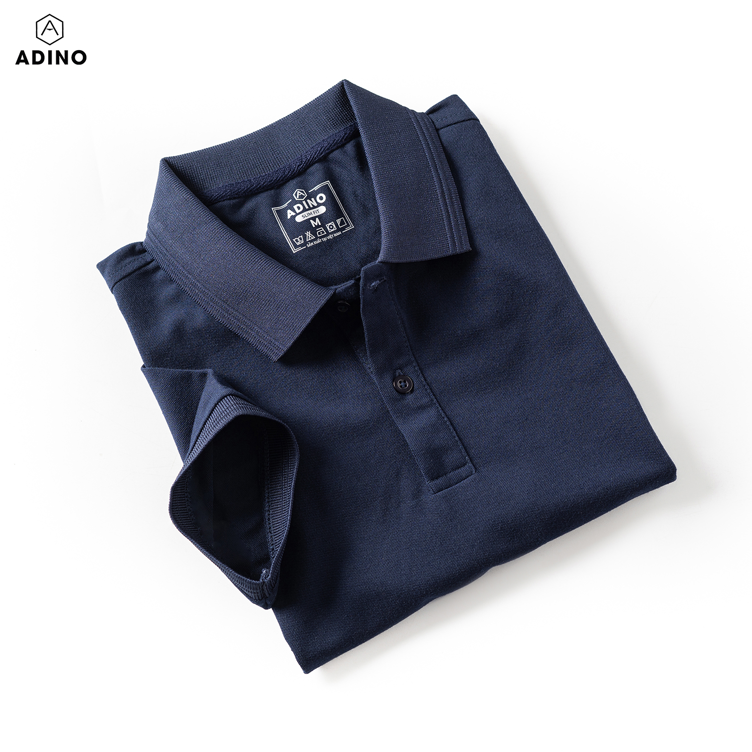 Hình ảnh Áo polo nữ màu xanh đen phối viền chìm ADINO vải cotton polyester mềm dáng slimfit công sở hơi ôm trẻ trung APN03
