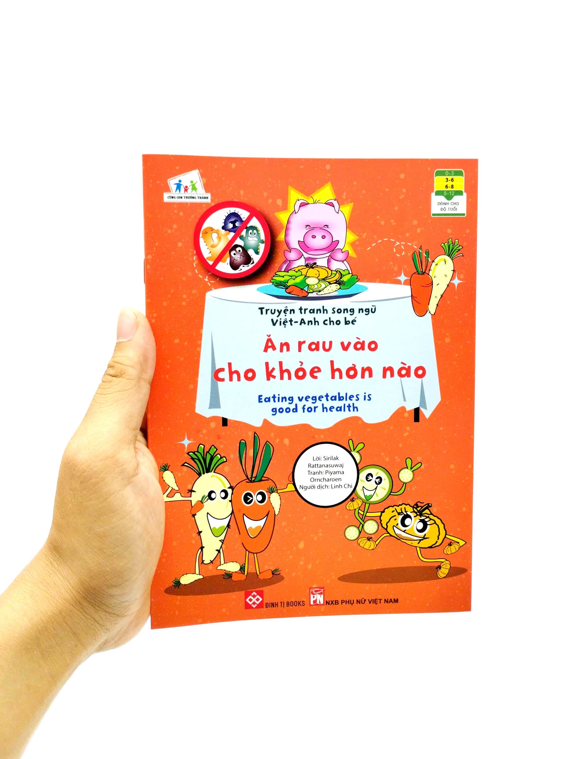 Sách Truyện Tranh Song Ngữ Việt Anh Cho Bé - Ăn Rau Vào Cho Khỏe Hơn Nào