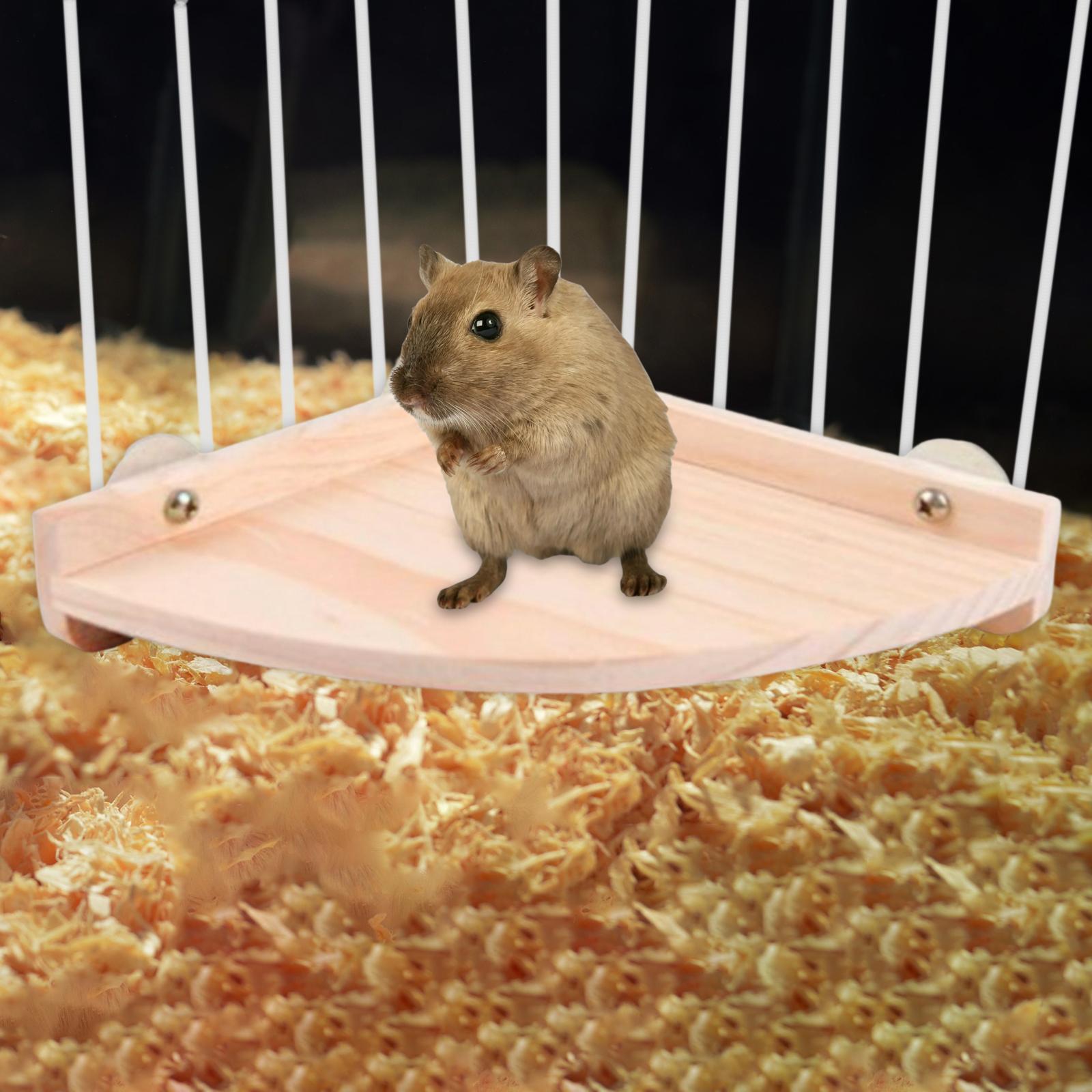 Hamster Cage Corner Platform Wooden Stand Chinchilla Small Animal Parrot