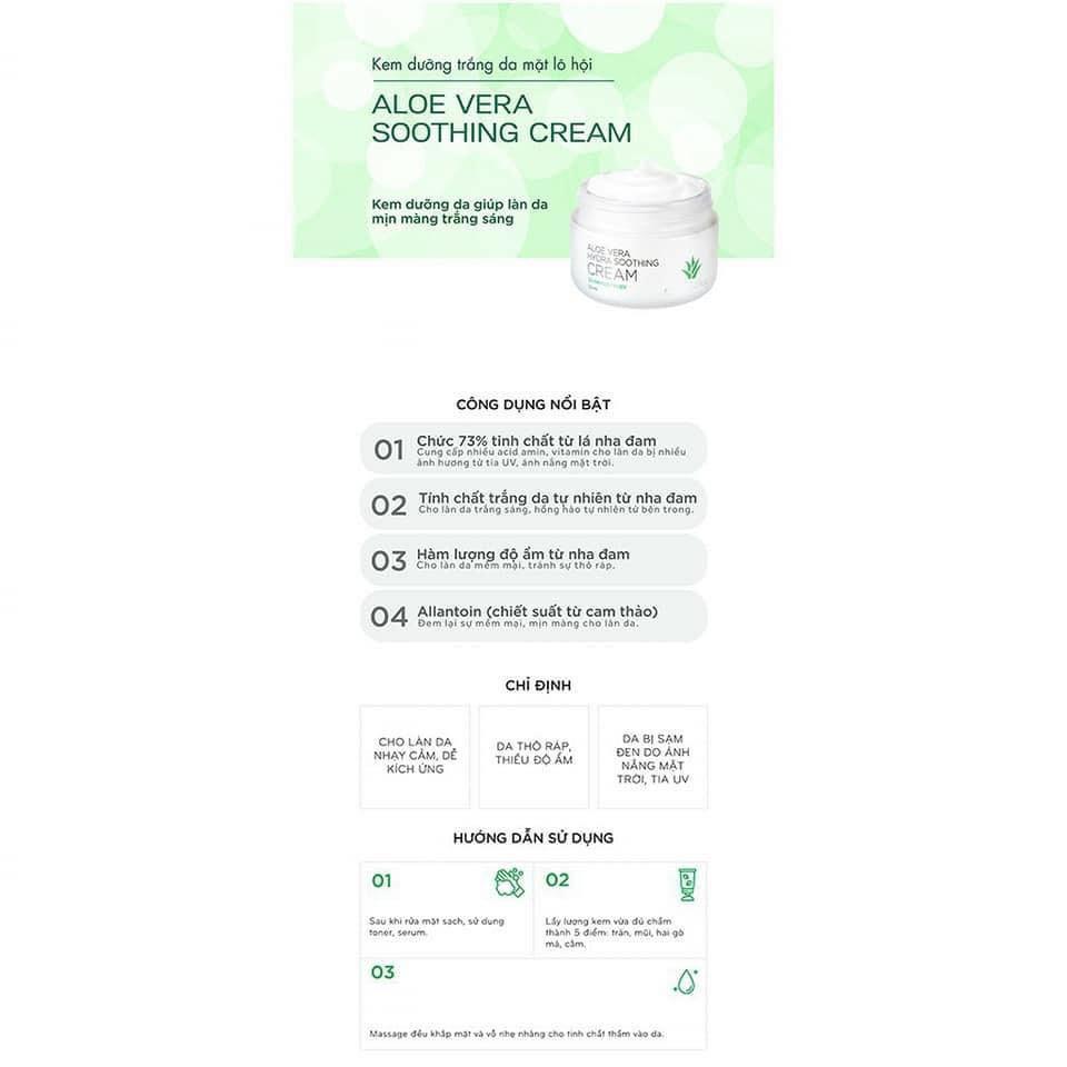 Kem Lô Hội Kem Dưỡng Cấp Ẩm Trắng Sáng Tái Tạo Da Chống Lão Hóa GoodnDoc Aloe Vera Hydra Soothing Cream
