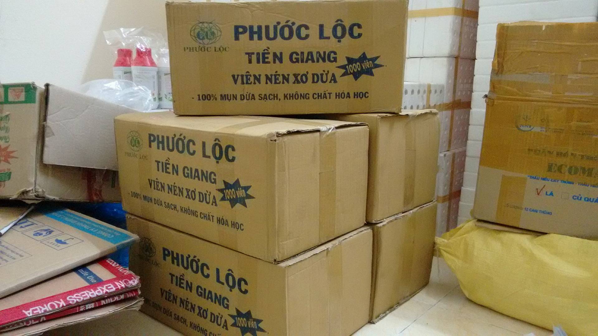 Thùng 1000 viên nén xơ dừa ươm hạt Phước Lộc - Tiền Giang