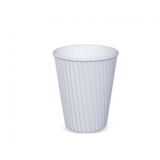 Item R604S0001 - Ly giấy lượn sóng 2 lớp màu trắng dùng cho đồ uống nóng 8oz/240ml - Detpak RIBBED HOTCUP WHITE - 8oz