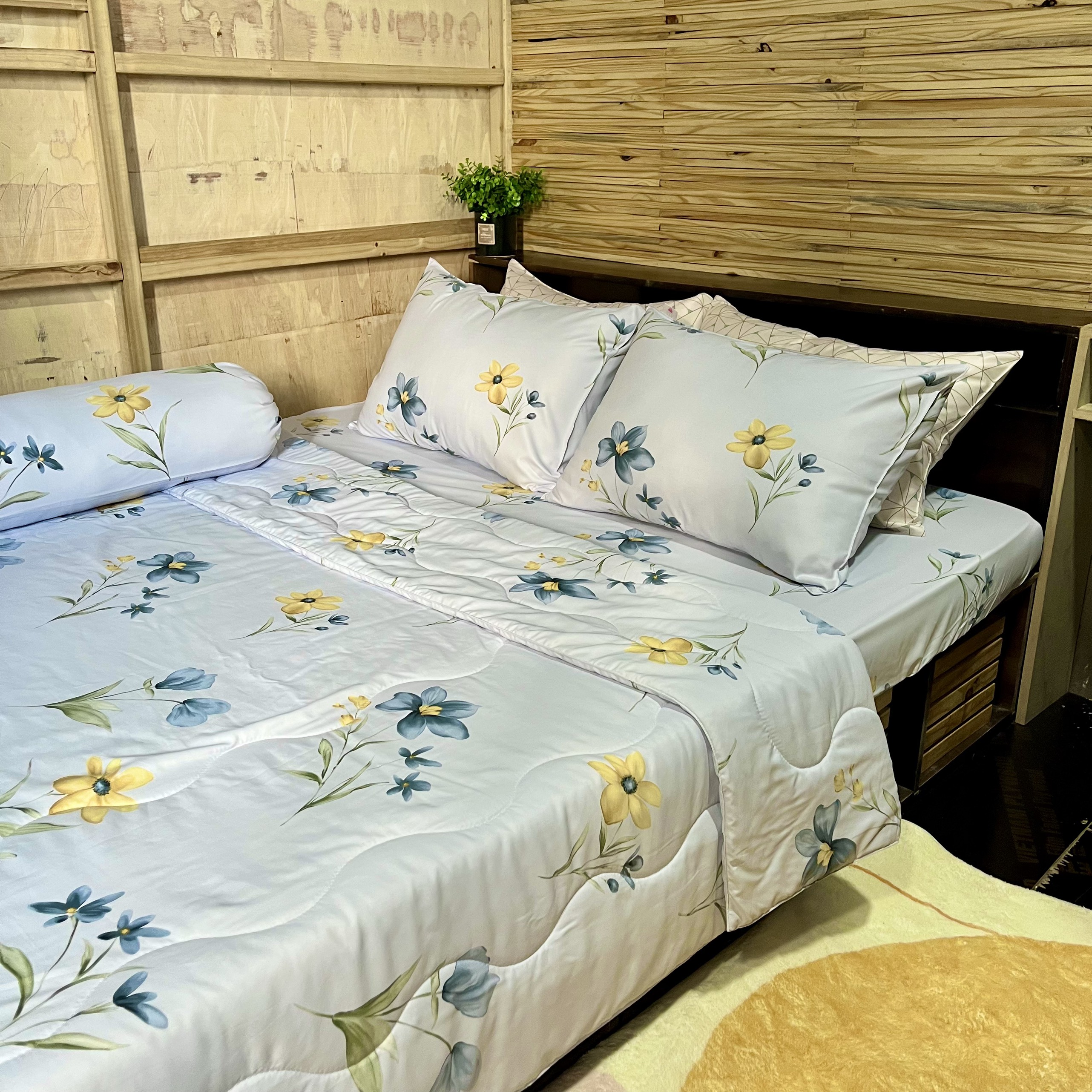 Bộ Chăn Ga Gối Đệm Phi Lụa Tencel Bộ Chăn Ga 5 Món Drap Giường