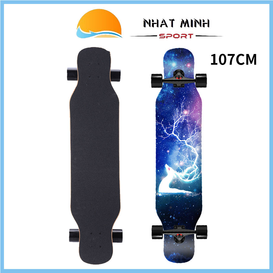 Ván Trượt Mặt Nhám Chống Trơn Trượt Size Lớn 107 x 25 x 12cm, Bánh Cao Su PU, Trục Hợp Kim Chịu Được Tải Trọng Lớn