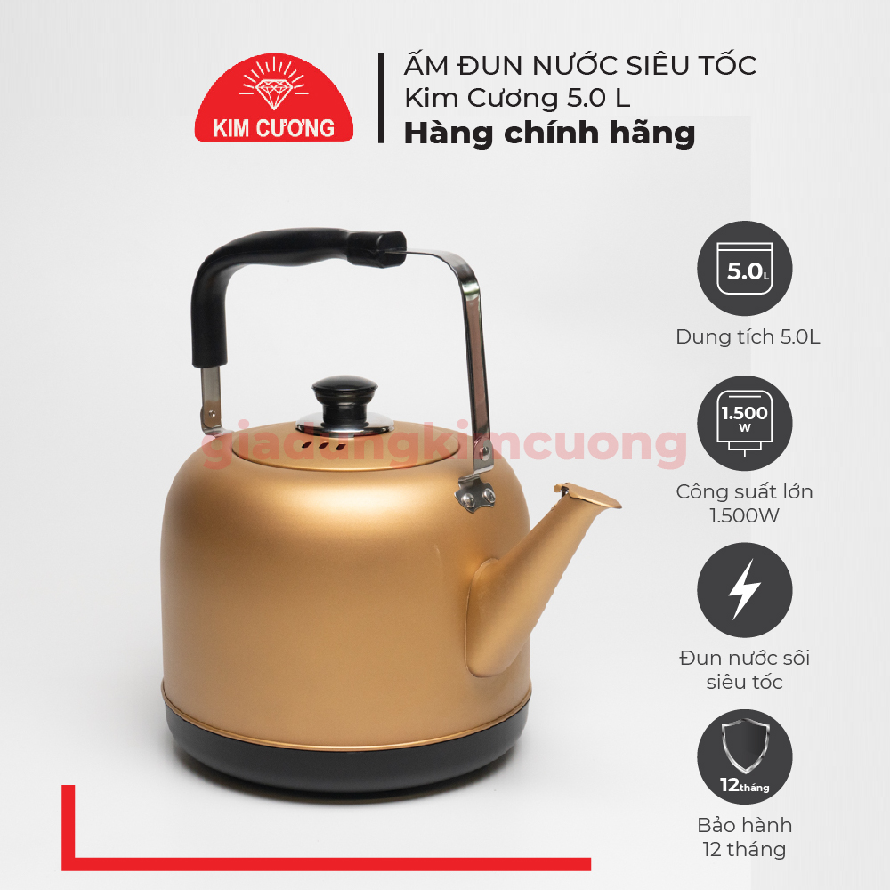 Ấm Đun Nước 5 Lít Kim Cương - Ấm Điện Đun Nhanh - Hàng Chính Hãng