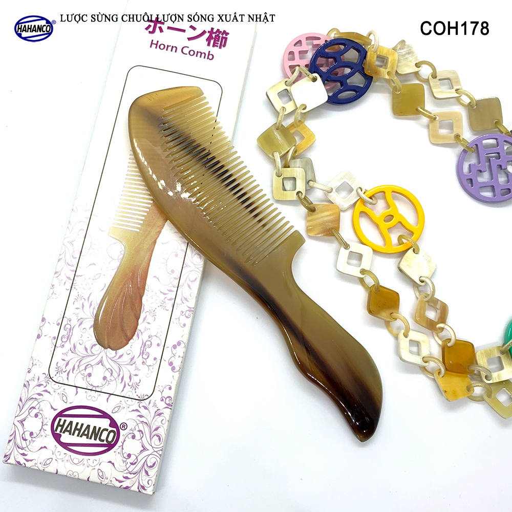 Lược sừng xuất Nhật COH178 - Lược trơn chuôi sóng cao cấp - Chăm sóc tóc