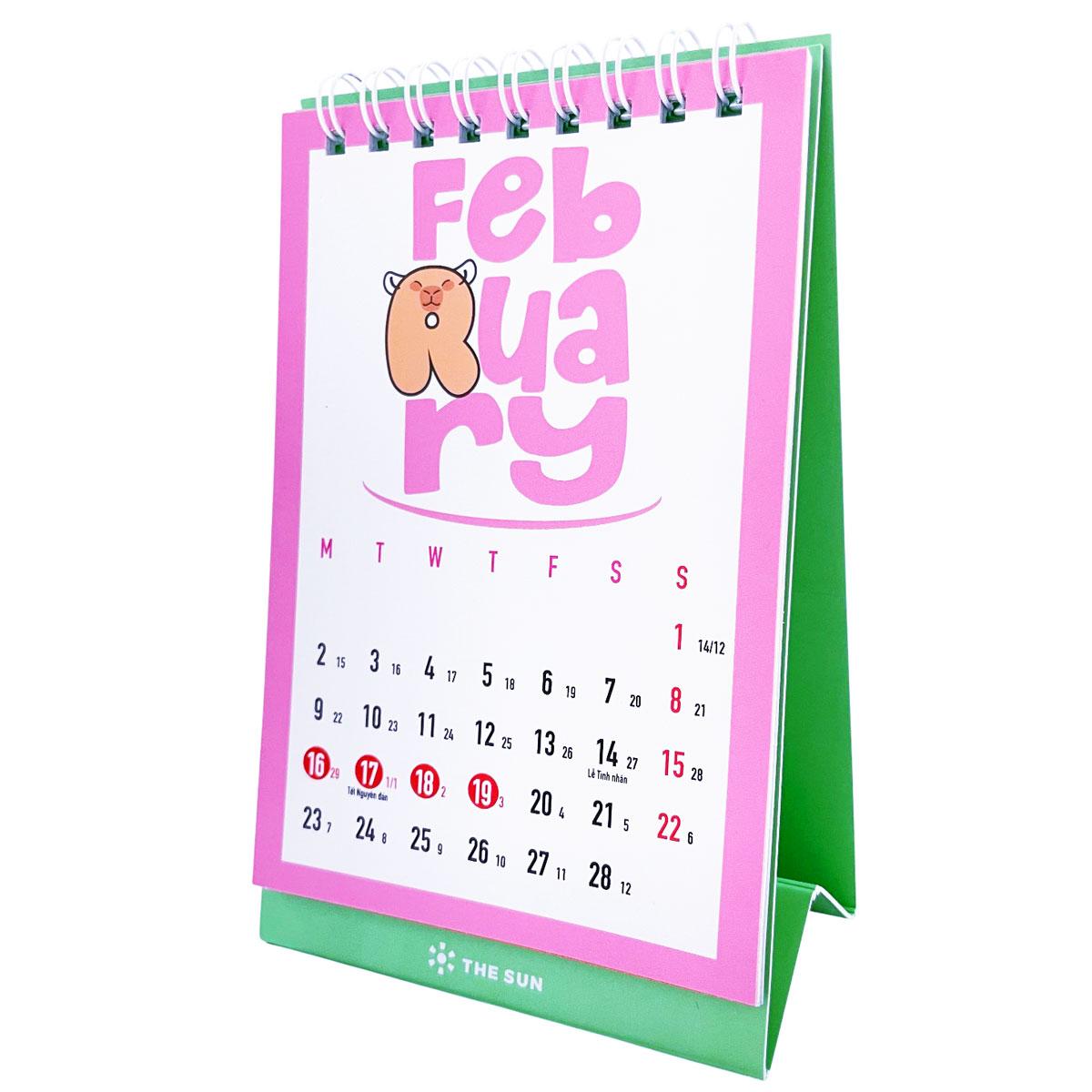 Lịch Bàn Chữ A 2026 - The Sun - Capybara